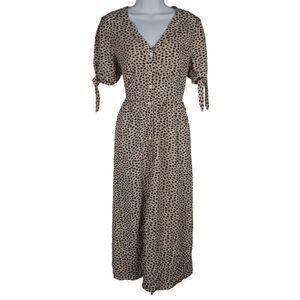 Romantic Hut Women's button-up V-neck Tie Cuff Midi Dress L